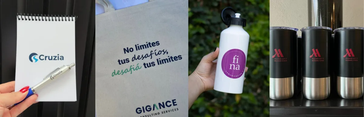 Anotador, bolsa, botella y vasos personalizados